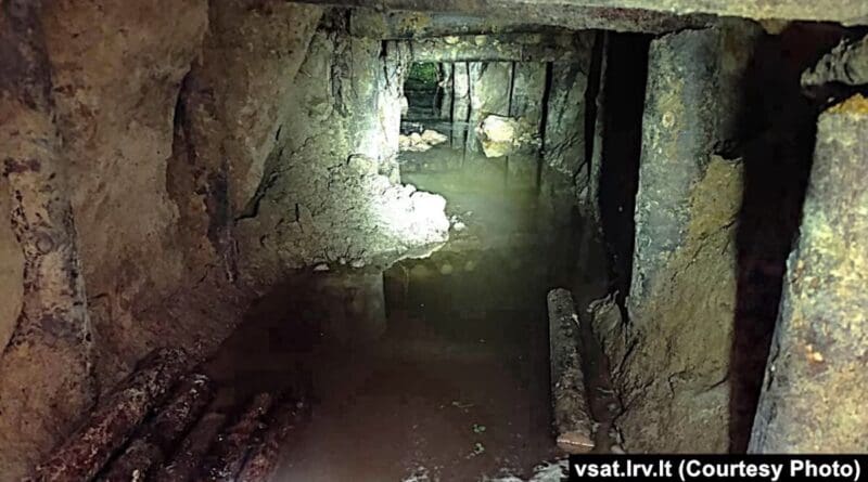 A tunnel dug from Belarus toward Lithuania that was discovered in July. Photo: vsat.lrv.lt (Courtesy Photo)