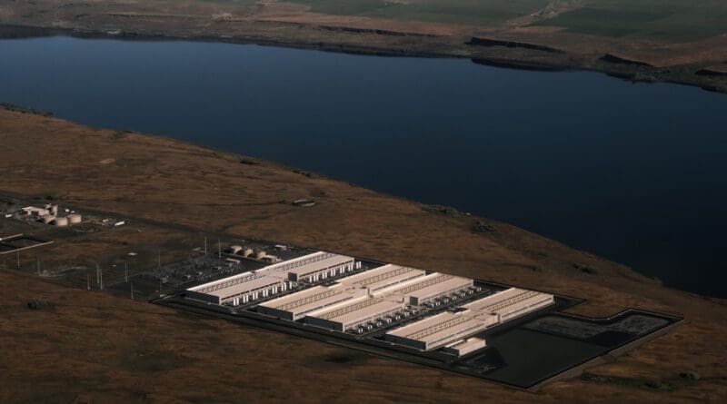 A data center facility in Umatilla County in Oregon along the Columbia River Gorge. (Photo by Jordan Gale/Oregon Capital Chronicle)