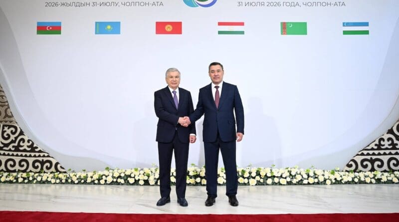 President of Uzbekistan Shavkat Mirziyoyev with Kyrgyzstan's President Sadyr Japarov. Photo Credit: Presidential Press Service